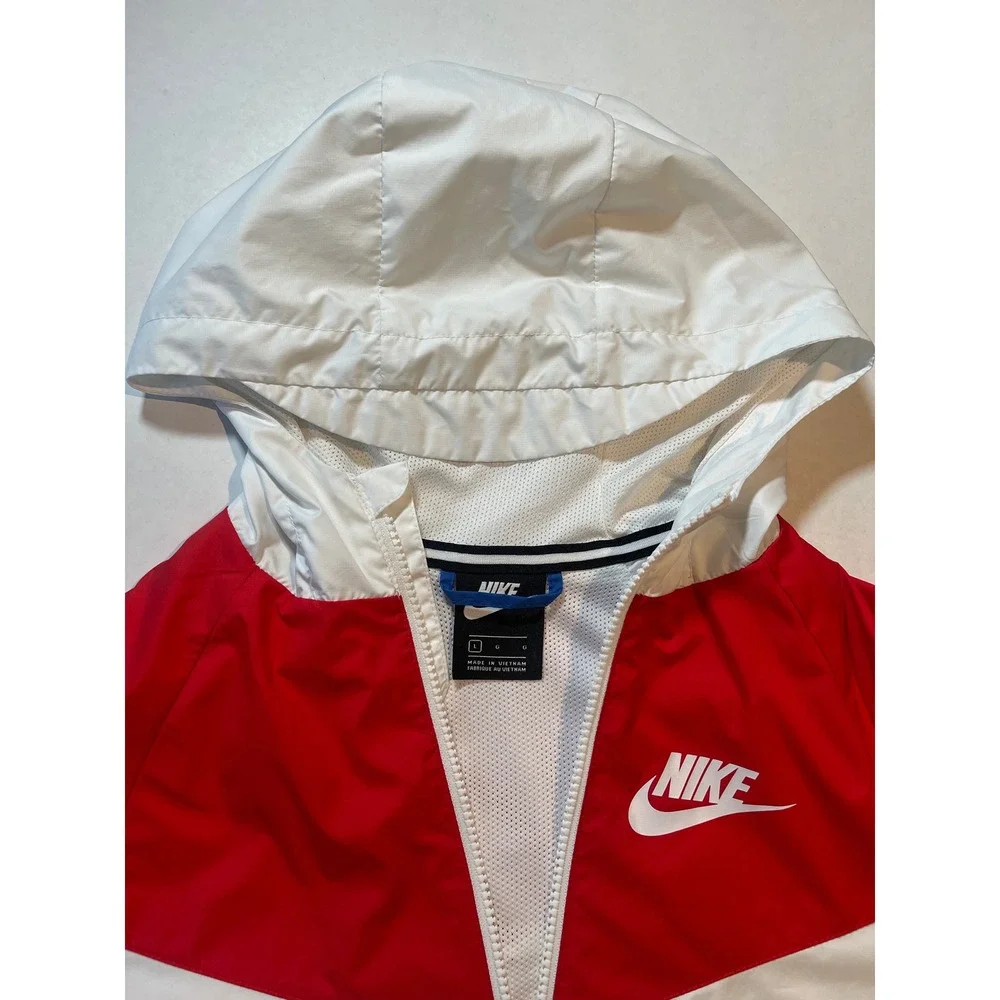Nike Sportswear Windrunner Hooded Jacket Red White Blue Kids Large